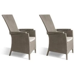 Chaises De Jardin Inclinables Vermont 2 Pcs Cappuccino Allibert - Brun