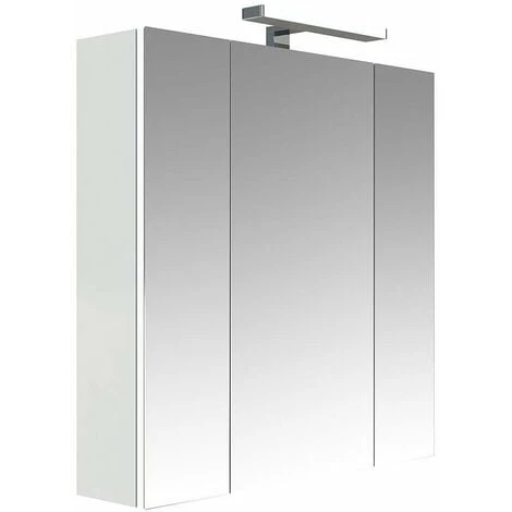 Allibert - Armoire De Toilette éclairante 70 Cm 3 Portes Miroirs Blanc Brillant Prise UTE - JUNO