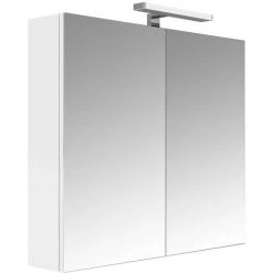Allibert - Armoire De Toilette éclairante 80 Cm 2 Portes Miroirs Blanc Brillant Prise UTE - JUNO