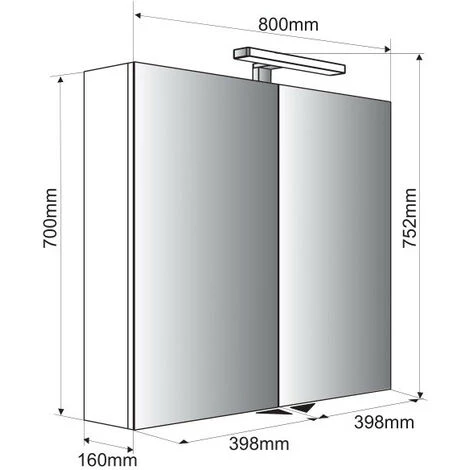 Allibert - Armoire De Toilette éclairante 80 Cm 2 Portes Miroirs Blanc Brillant Prise UTE - JUNO – Image 3