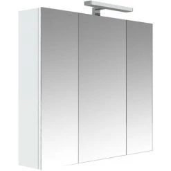 Allibert - Armoire De Toilette éclairante 80 Cm 3 Portes Miroirs Blanc Brillant Prise UTE - JUNO