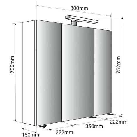 Allibert - Armoire De Toilette éclairante 80 Cm 3 Portes Miroirs Blanc Brillant Prise UTE - JUNO – Image 3