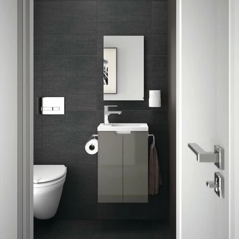 Meuble Lave-mains Closy Pack Avec Miroir Gris Anthracite Brillant L 40 X H 60 X P 25,2 Cm - Allibert - Anthracite – Image 2