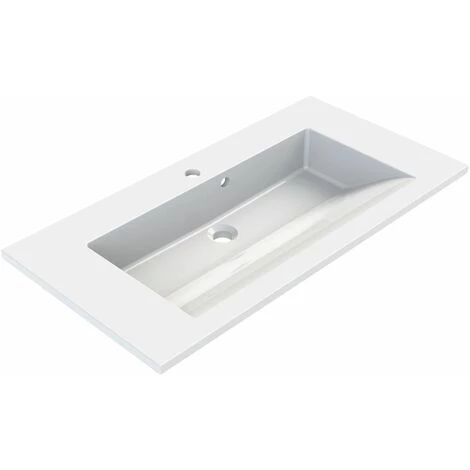 ALLIBERT Meuble De Salle De Bain PESARO Blanc 2 Tiroirs 80 Cm + Plan Vasque SLIDE - Blanc Alpin – Image 3
