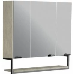 ALLIBERT Armoire De Salle De Bain FAKTORY 3 Portes Miroir 80 Cm Avec étagère Suspendue Béton Minéral - Béton Minéral