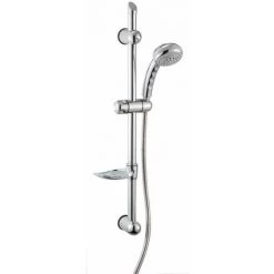 ALLIBERT Set De Douche Avec Douchette 3 Jets, Flexible Et Barre De Douche Chromée LAGO 4 - Chromé Brillant