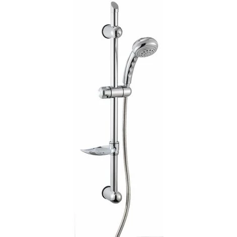 ALLIBERT Set De Douche Avec Douchette 3 Jets, Flexible Et Barre De Douche Chromée LAGO 4 - Chromé Brillant