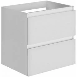 ALLIBERT Meuble De Salle De Bain LIVO 2 Tiroirs 60 Cm Avec éclairage LED 6 W Et Miroir Blanc Brillant - Blanc