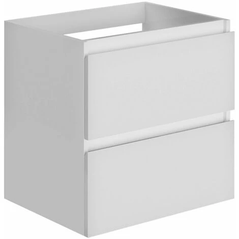 ALLIBERT Meuble De Salle De Bain LIVO 2 Tiroirs 60 Cm Avec éclairage LED 6 W Et Miroir Blanc Brillant - Blanc