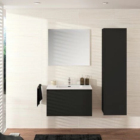 ALLIBERT Colonne De Salle De Bain Nordik Noir Ultra Mat 41 Cm - Noir – Image 2