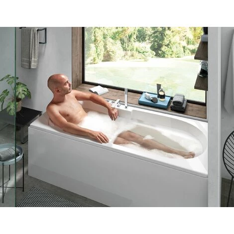 ALLIBERT Baignoire Rectangulaire MOOVANCE - Double Dos Et Siège Intégré 170 X 75 Cm - Blanc Brillant – Image 2