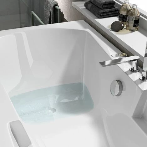 ALLIBERT Baignoire Rectangulaire MOOVANCE - Double Dos Et Siège Intégré 170 X 75 Cm - Blanc Brillant – Image 3