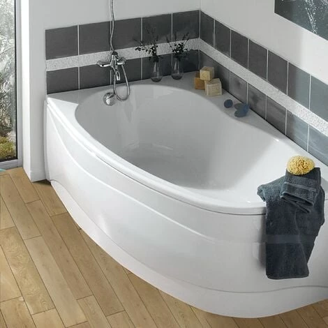 ALLIBERT Baignoire Asymétrique Droite ELBA DUO 160 X 100 Cm - Blanc – Image 2