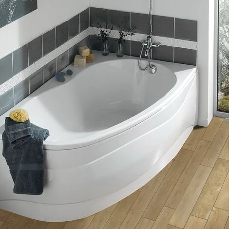 ALLIBERT Baignoire Asymétrique Gauche ELBA DUO 160 X 100 Cm Tablier Inclus - Blanc – Image 2