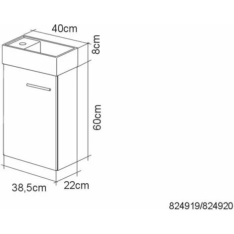 ALLIBERT Meuble Lave-mains MIKE PACK 40 X 68 X 22 Cm Couleur Chêne - Chêne – Image 3