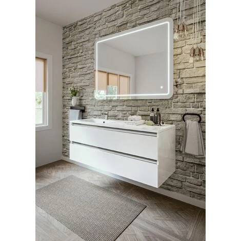 ALLIBERT Meuble Sous-vasque 120 Cm 2 Tiroirs PESARO Blanc Alpin Brillant - Blanc Alpin – Image 2