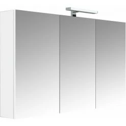 ALLIBERT Armoire De Salle De Bain 120 Cm Avec éclairage LED Et Bloc Prise JUNO 3 Portes Miroir Triptyque Blanc Brillant - Blanc