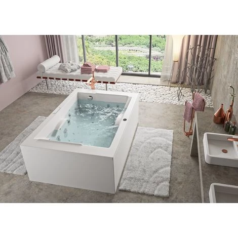 Baignoire Balnéo DUO SPALLIBERT - Massage Air + Eau, Chromothérapie Et Aromathérapie 180 X 120 Cm - Blanc – Image 2