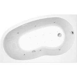 ALLIBERT Baignoire Balnéo ELBA DUO DROITE ESSENTIA - Massage Eau + Air- Tablier Acrylique Inclus 160 X 100 Cm - Blanc