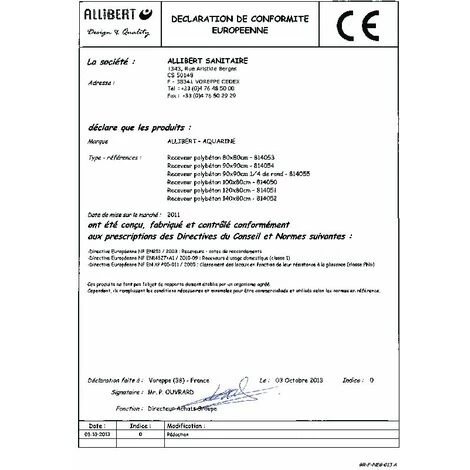 ALLIBERT Receveur De Douche Extra Plat En Polybéton SLIM 120 X 80 Cm - Blanc – Image 2