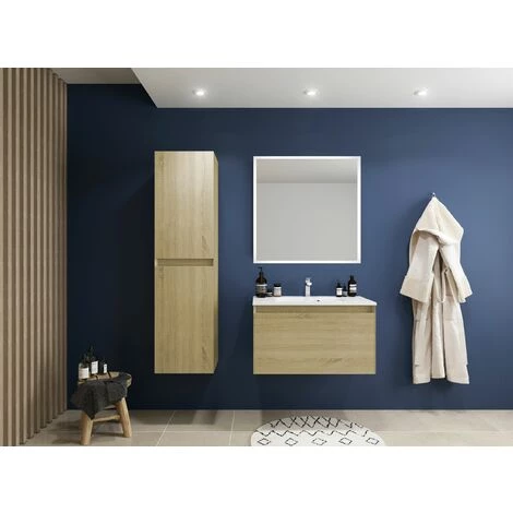 ALLIBERT Meuble Sous-vasque 80 Cm à Suspendre FANGORN 2 Tiroirs 80 X 45 X 46 Cm - Couleur Chêne - Chêne Sona – Image 2