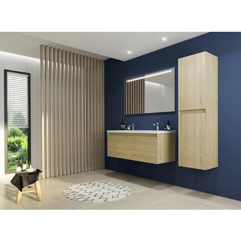 ALLIBERT Meuble Sous-vasque 120 Cm à Suspendre FANGORN 2 Tiroirs 120 X 45 X 46 Cm - Couleur Chêne - Chêne Sona – Image 2