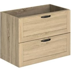 ALLIBERT Meuble Sous-vasque 80 Cm à Suspendre CAMBRIDGE - 2 Tiroirs Bois à Fermeture Progressive Couleur Chêne - Chêne Hamilton