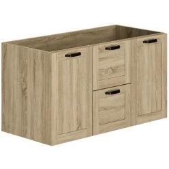 ALLIBERT Meuble Sous-vasque 120 Cm à Suspendre CAMBRIDGE - 2 Tiroirs + 2 Portes à Fermeture Progressive Couleur Chêne - Chêne Hamilton