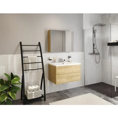 ALLIBERT Meuble Sous-vasque 80 Cm à Suspendre MARNY Couleur Chêne - Chêne Arlington – Image 2