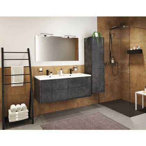 ALLIBERT Meuble Sous-vasque 120 Cm à Suspendre MARNY Béton Foncé - Béton Foncé – Image 2