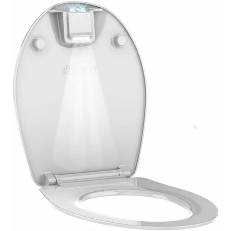 ALLIBERT Abattant WC En Thermodur Avec éclairage LED NIGHTY 2 - Blanc Brillant - 37,2 X 6,7 X 46,5 Cm - - Blanc