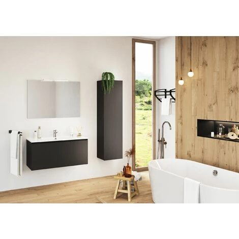 ALLIBERT Meuble Sous-vasque 100 Cm NORDIK Noir Ultra Mat - Noir – Image 3