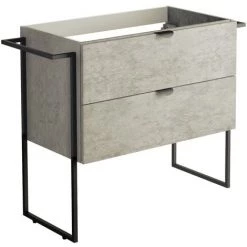 ALLIBERT Meuble Sous-vasque 80 Cm FAKTORY - 2 Tiroirs à Fermeture Progressive Béton Minéral - Béton Minéral