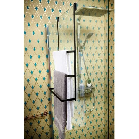 ALLIBERT Porte-serviette En Alu Laqué à Suspendre à Une Paroi De Douche LOFT-GAME Noir Mat - Noir – Image 2