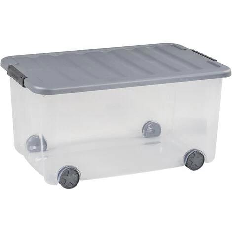 ALLIBERT Boîte Avec Roulettes Curver Scotti Transparent Steel 50L - Transparent