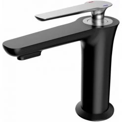 ALLIBERT Mitigeur Lavabo FLY En Acier Inoxydable Avec Cartouche Céramique ACS 5,5 X 15,5 X 15,5 Cm - Noir / Chrome