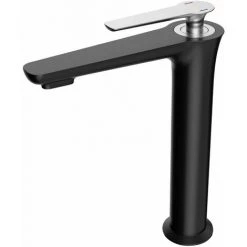 ALLIBERT Mitigeur Lavabo Haut FLY En Acier Inoxydable Avec Cartouche Céramique ACS 5,5 X 25,5 X 19cm - Noir / Chrome