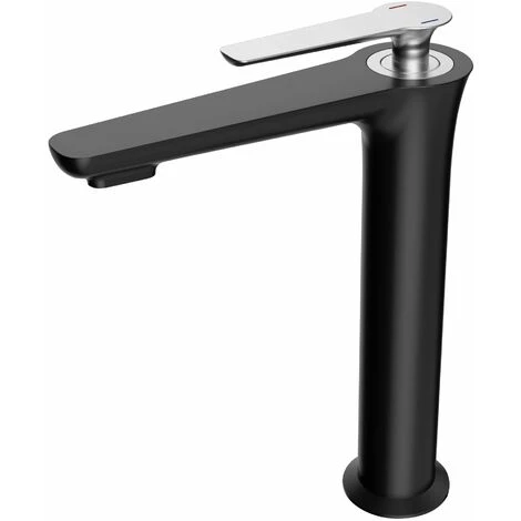 ALLIBERT Mitigeur Lavabo Haut FLY En Acier Inoxydable Avec Cartouche Céramique ACS 5,5 X 25,5 X 19cm - Noir / Chrome