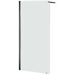 ALLIBERT Paroi De Douche Walk In LAGO En Verre Trempé 8mm - 1 Face Anticalcaire - Reversible - Noir - 87-90 X 195 Cm