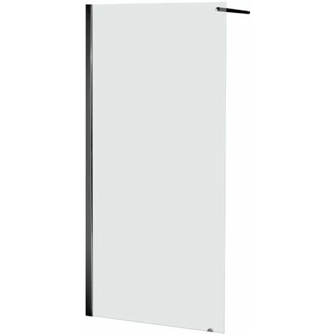 ALLIBERT Paroi De Douche Walk In LAGO En Verre Trempé 8mm - 1 Face Anticalcaire - Reversible - Noir - 87-90 X 195 Cm