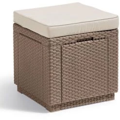 Pouf De Rangement Cube Cappuccino Allibert