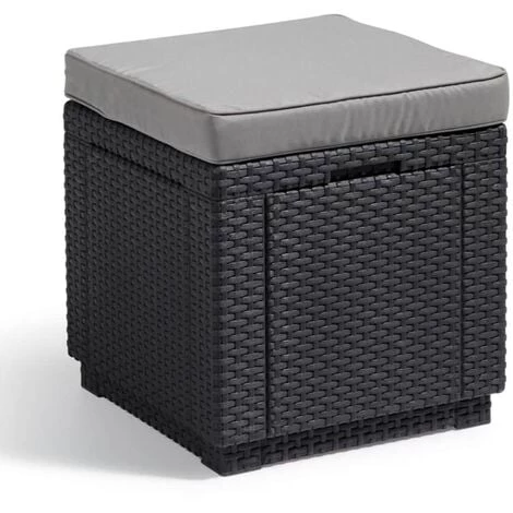 Pouf De Rangement Cube Graphite 213785 Allibert - Gris