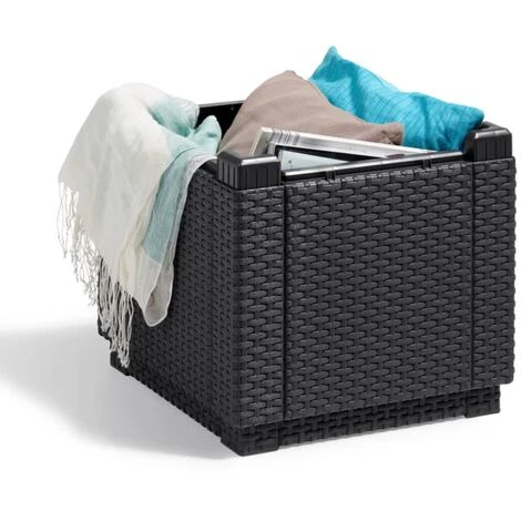 Pouf De Rangement Cube Graphite 213785 Allibert - Gris – Image 2