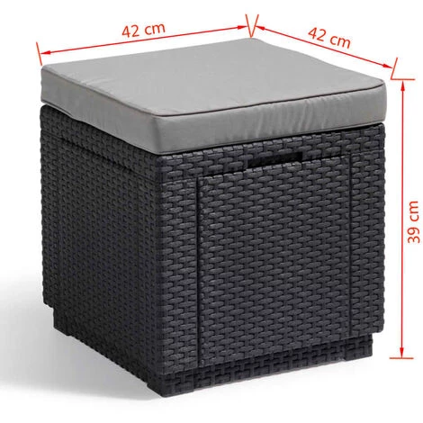 Pouf De Rangement Cube Graphite 213785 Allibert - Gris – Image 3
