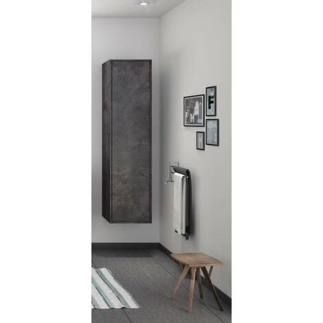 Allibert - Colonne 40 Cm Béton Foncé 1 Porte Avec 2 étagères Amovibles Et 2 étagères Fixes En Bois - MARNY – Image 2