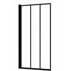 ALLIBERT Paroi De Bain 1 Volet LOFT-GAME Réversible - Verre 4 Mm - Profilé Noir - Sérigraphie Verticale - 80 X 140 Cm