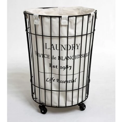 ALLIBERT Panier à Linge En Métal Et Coton ANGUS 39 X 55 X 39 Cm - Decor