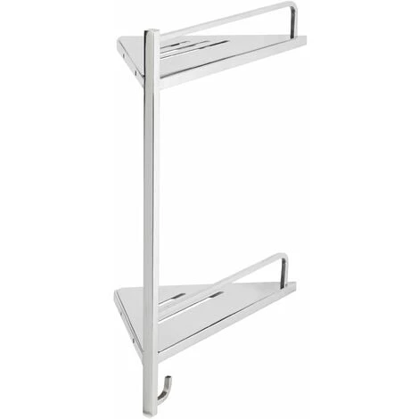 ALLIBERT Double étagère De Douche D'angle Avec Crochet Patère PALATINO - Inox