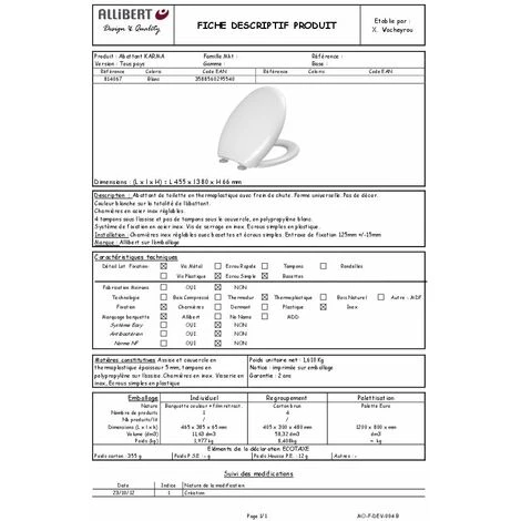 ALLIBERT Abattant WC En Thermoplastique à Fermeture Progressive Et Déclipsable KARMA - Blanc – Image 3
