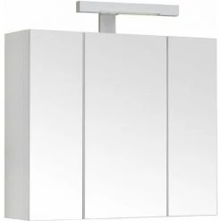ALLIBERT Armoire De Toilette éclairante PIAN'O 60cm - 3 Portes Miroir éclairage LED Et Prise Blanc Mat - Blanc
